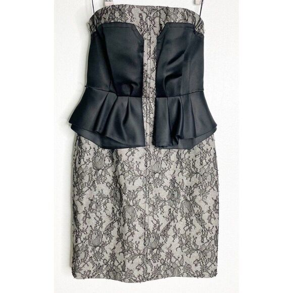 JASON WU 2013 Collection Black‎ Lace Overlay Strapless Corset Peplum Dress Sz 2 - Picture 3 of 6